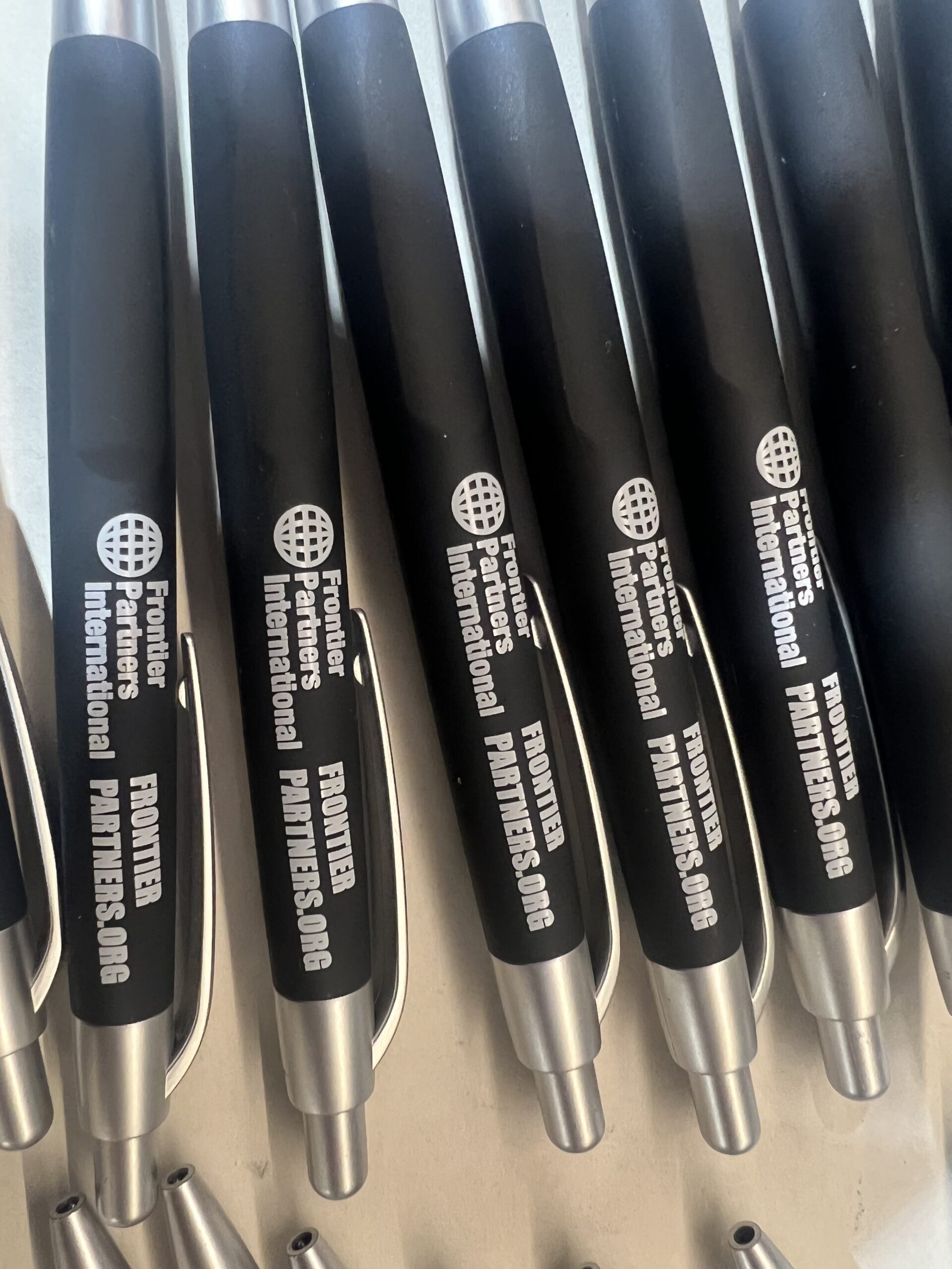 Custom black pen with 1 color laser printed logo