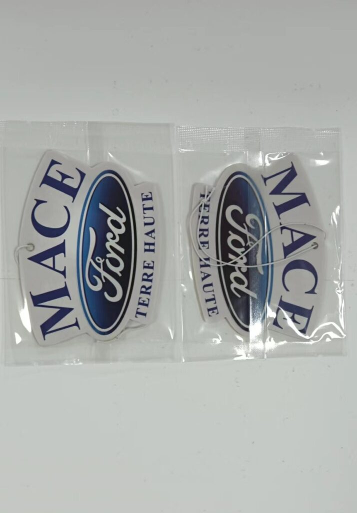 Custom printed air freshener with custom logo and scents 4" max size